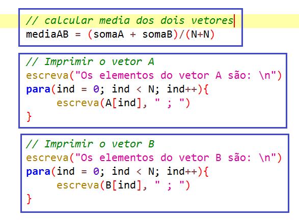 PROCESSAMENTO [2] - Calcular e exibir a média dos elementos dos