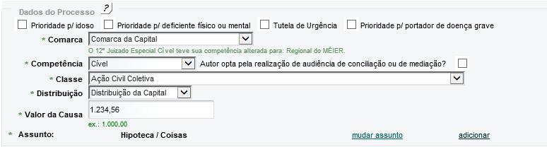 Após clicar no Assunto desejado, o sistema voltará para a tela anterior exibindo o Assunto selecionado. Figura 20