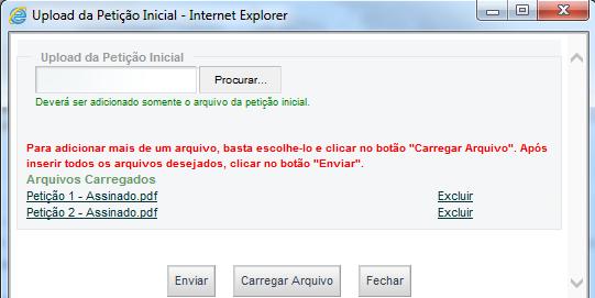 Após selecionar os arquivos, clique no botão Enviar. Figura 56 Enviar.