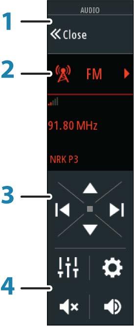 Ativar áudio Um dispositivo áudio compatível ligado à rede NMEA 2000 deve ser identificado automaticamente pelo sistema.