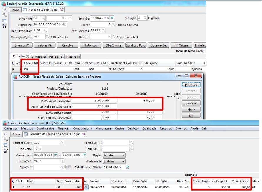 de título, transação e imposto para vencimento do título.