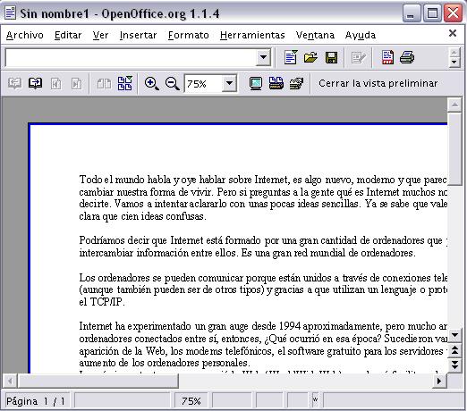 Unidade 6. Impresión (IV) Vista preliminar A vista preliminar permite visualizar a páxina tal e como se imprimirá, con gráficos, imaxes, encabezados e pés de páxina, etc.