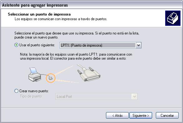 impresora. O porto é a vía de entrada da impresora ao sistema operativo.