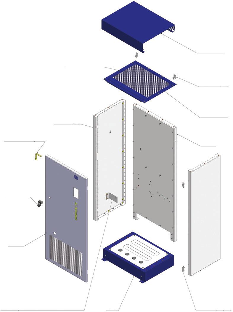 4.2 Kit para Montagem Teto IP21 Parafuso M6x20 Suporte (2x) Lateral (2x) Teto IP20 Chave Triangular Fundo Fecho Porta