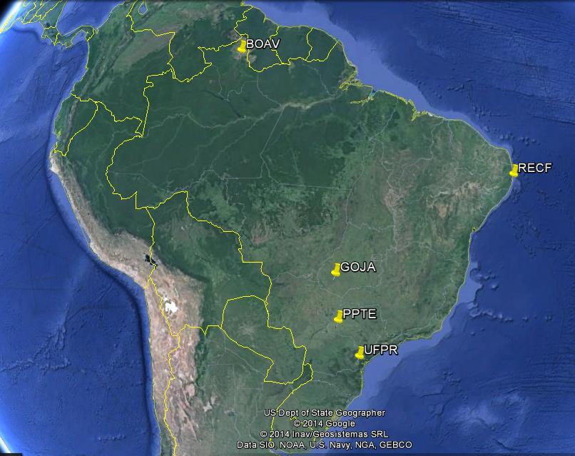 Avaliação da qualidade do posicionamento GNSS com integração GPS/GLONASS 74 Prudente-SP), RECF (Recife/PE), UFPR (Curitiba PR).