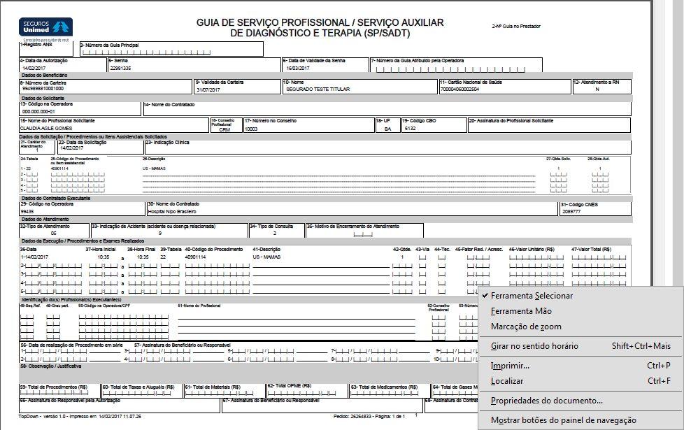 IMPRESSÃO DE AUTORIZAÇÃO IRÁ APARECER A GUIA