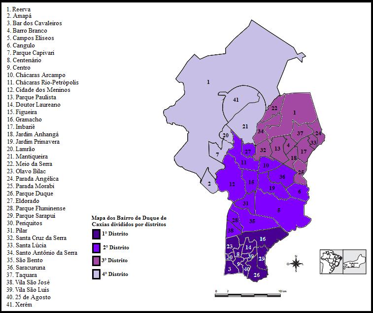 Figura 1- Mapa dos bairros de Duque de Caxias.