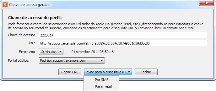 A definição Página de Perfis de Configuração ios Activada deve ser seleccionada em /login > Portais Públicos > Apple ios para que esta opção fique disponível.