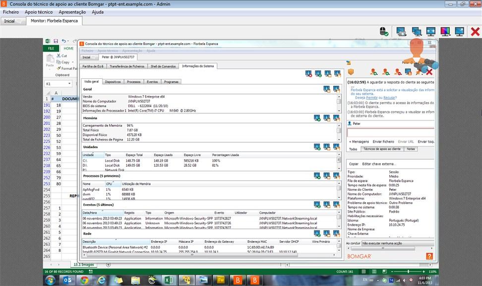 PAINEL A função do painel permite aos utilizadores privilegiados visualizar e monitorizar continuamente as sessões de apoio técnico, permitindo uma supervisão administrativa para ajudar a gerir a