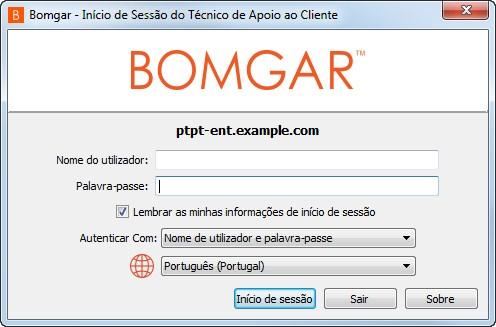 COMO UTILIZAR A CONSOLA DO TÉCNICO DE APOIO AO CLIENTE Depois de instalar a consola de apoio técnico Bomgar, inicie a consola de apoio técnico a partir da localização do respectivo directório como