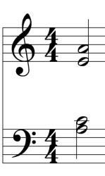 6. Sobre o acorde abaixo é correto afirmar que: I. é um acorde de 4 sons (tétrade) II. é um acorde maior. III. é uma tríade. IV. é um acorde com quinta aumentada. V. é um acorde menor. II, apenas.