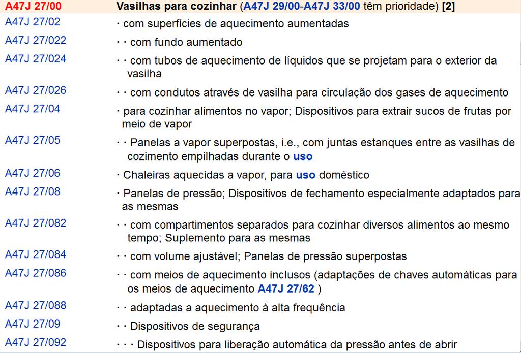 Exemplo 4: dispositivos de segurança para panelas de pressão podem ser classificados em