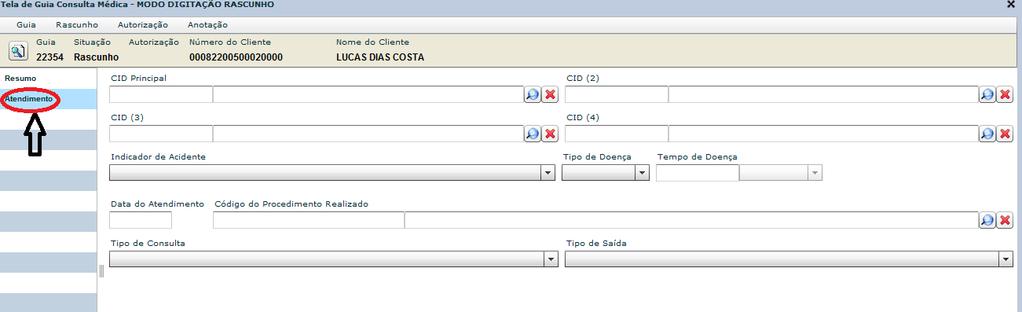 Em seguida: 1. O primeiro passo é preencher o número do documento que consta na guia de consulta. 2. Data de emissão do documento é a data em que foi realizada a consulta médica. 3.