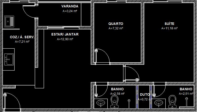 FIGURA 3: Planta Baixa Pavimento Tipo 1 - Apartamento Final 03, 04, 05, 06 (MEIO) 1.