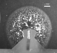 Na observação por meio de microscópio óptico da seção transversal investigou-se a geometria e dimensões da zona de fusão (ZF) e da zona termicamente afetada (ZTA), conforme apresentado