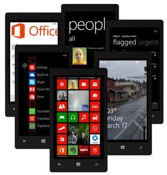 49 A última versão do Windows Phone lançada, procurou unir a versão de computadores com a versão móvel em única plataforma, trazendo uma interface única chamada de Metro, apresentada na figura 20.