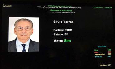 IMPEACHMENT DA DILMA Silvio Torres votou pelo impeachment por julgar insustentável sua manutenção no comando