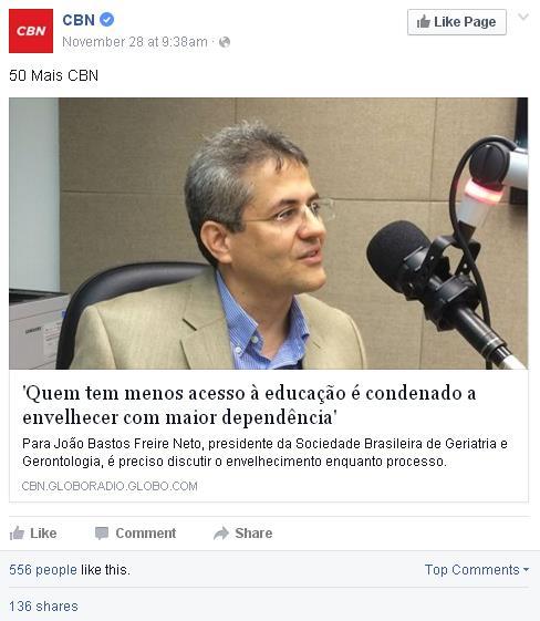 28/11/2015 Rádio CBN Facebook http://on.fb.