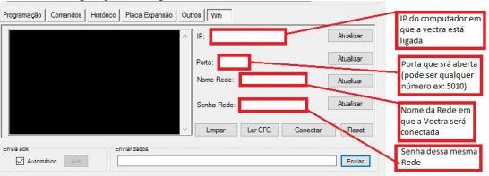 3 Depois de ligar novamente a Vectra, conecte o módulo WiFi na porta ethernet que se encontra atrás da receptora.