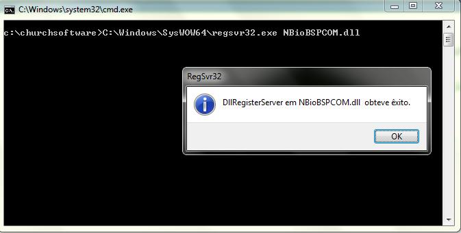 n) Em seguida, clicar no botão OK do registro da DLL.