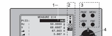 Após ligar e executar o nivelamento da estação total aparecerá no visor do equipamento a tela de medição.