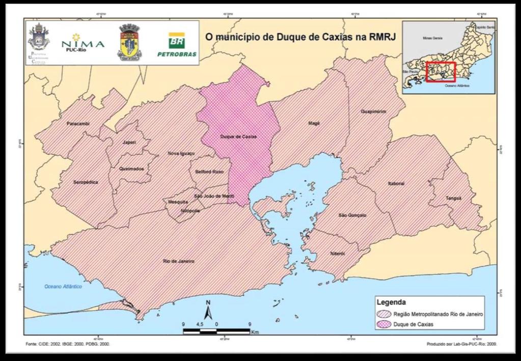 Mapa 1 Mapa da Região metropolitana do Rio de Janeiro, destacando o município de Duque de Caxias. Fonte: PUC- Rio.