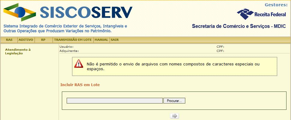 O campo Nº do Protocolo é composto por duas letras e um número sequencial composto por 10 dígitos.