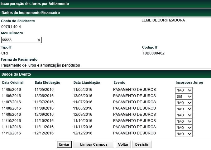 Tela de Relação Após informar os dados necessários e clicar no botão Enviar é apresentada tela de confirmação dos dados. Confirmando, o sistema envia mensagem com o número do lançamento efetuado.