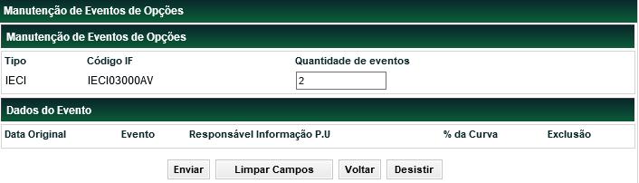 Manutenção de Eventos de Opção Funções Títulos e Valores Mobiliários Menu Títulos e Valores Mobiliários > Eventos > Manutenção de Eventos de Opção Visão Geral Função disponível apenas para os