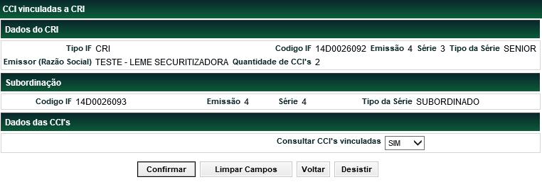 Consulta de CCIs vinculadas a CRI Funções Títulos e Valores Mobiliários Menu Títulos e Valores Mobiliários > Consultas > Consulta de CCIs Vinculadas a CRI Visão Geral Consulta disponível para o