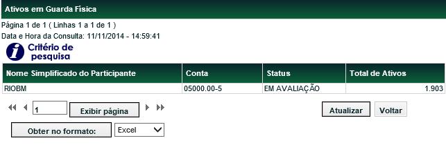 dos campos do Relatório Analítico Campo Nome Simplificado do Participante Conta Status Tipo do Ativo Total Nome Simplificado do Participante. Código Cetip. Deve retornar todos os status possíveis.