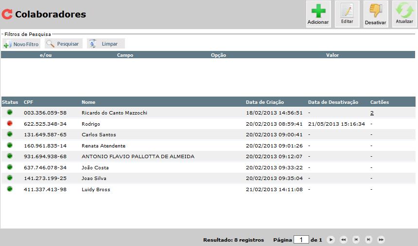 6.4. Cadastro de Colaboradores Tendo em vista a utilização dos cartões Frota que serão entregues aos colaboradores da contratante, será necessário o cadastro destes colaboradores