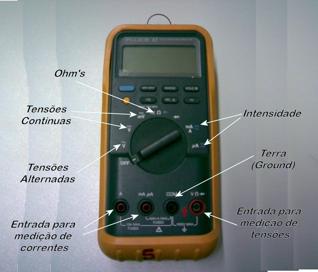 1.1. Multímetro digital O multímetro digital, Figura 3, é um instrumento de medida multifuncional que congrega diversos instrumentos: voltímetro, amperímetro, ohmímetro ou frequencímetro, dispondo de