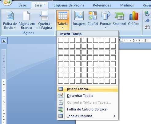 Exercício: 1. Constrói uma tabela com cinco colunas e sete linhas.