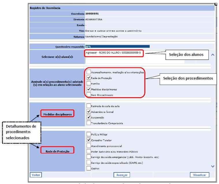 A identificação dos procedimentos, tanto para alunos quanto servidores, seguirá o processo abaixo: a) Selecionar aluno/servidor; (somente quando clicar em cima do nome é que vai abrir para o próximo