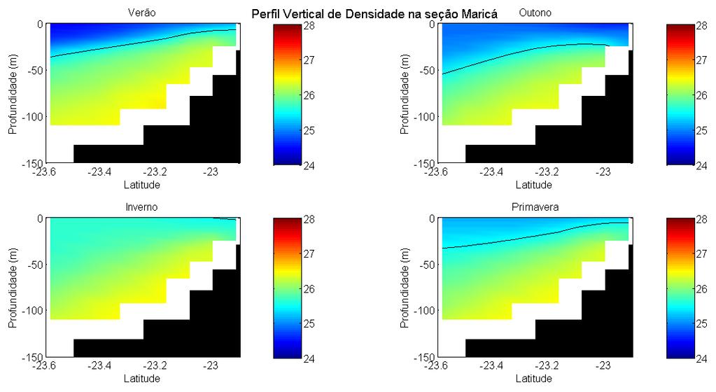 Figura 69: Perfil vertical de densidade na seção de Maricá.
