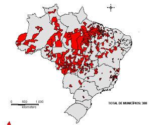 Distribuição das UFs segundo níveis endêmicos Brasil 2003* RR AP Hiperendêmico - 20 casos/10.000 hab. AC AM RO MT PA TO GO MA PI BA CE RN PB PE AL SE Distrito Federal Muito Alto - 10 20 casos/10.