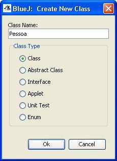 janela, você deve definir o nome da nova classe java