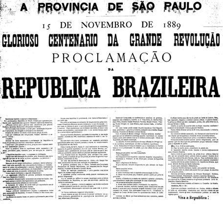 blogs.estadao.com.br A Província de São Paulo, 15 de novembro de 1889. Glorioso centenário da grande revolução. Proclamação da República Brazileira.