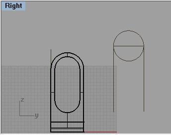 6)Para fazer o corte na outra vista, mude a viewport para right. Novamente, será usado o comando wirecut. Antes, porém, é preciso criar um novo perfil de corte.