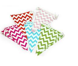 ENFEITE VARAL DE PAPEL CHEVRON (AMARELO, LARANJA, PINK, PRATA, PRETO,