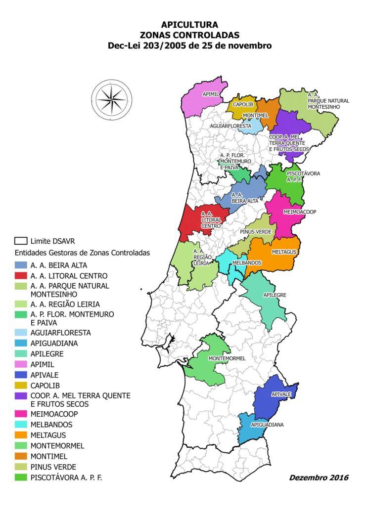 C. ZONAS Para efeito de execução de ações, são diferenciadas as seguintes zonas na dispersão e controlo das doenças das abelhas: I - Zonas endémicas não controladas zonas em que a ausência da doença