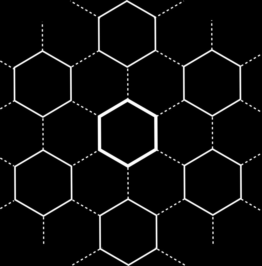 Geometrias de rede - hexagonal e quadrada A estrutura de rede hexagonal tem um número de coordenação z=3.