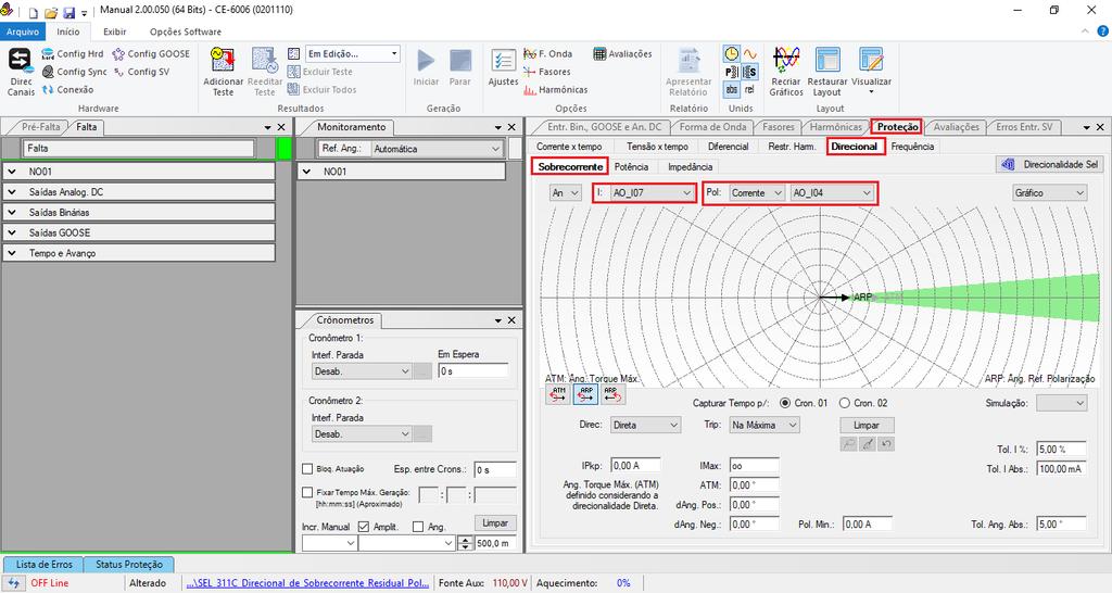 7. Estrutura do teste para a função 67G INSTRUMENTOS PARA TESTES ELÉTRICOS 7.1.