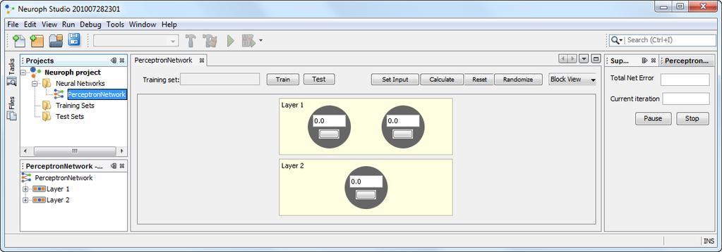 Perceptron Isto irá criar a rede neural Perceptron com dois neurônios na entrada, e um