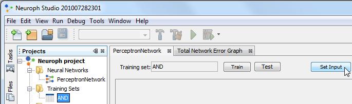 Perceptron Para testar a entrada única, use Set