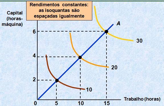 RENDIMENTOS CONSTANTES DE ESCALA Rendimentos de escala: medição da relação entre a escala (tamanho) de uma empresa e sua produção. 2.