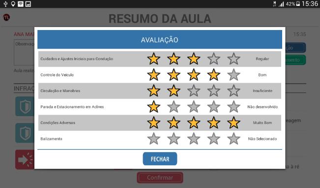 Neste momento, o instrutor deve identificar se a aula ocorreu em