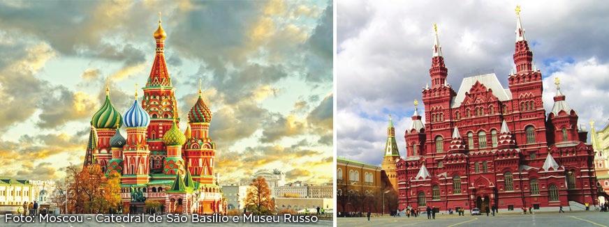 arranha-céus de Stalin com destaque para a Universidade Lomonosov, Rua Arbat Nova e o Estádio Olímpico.