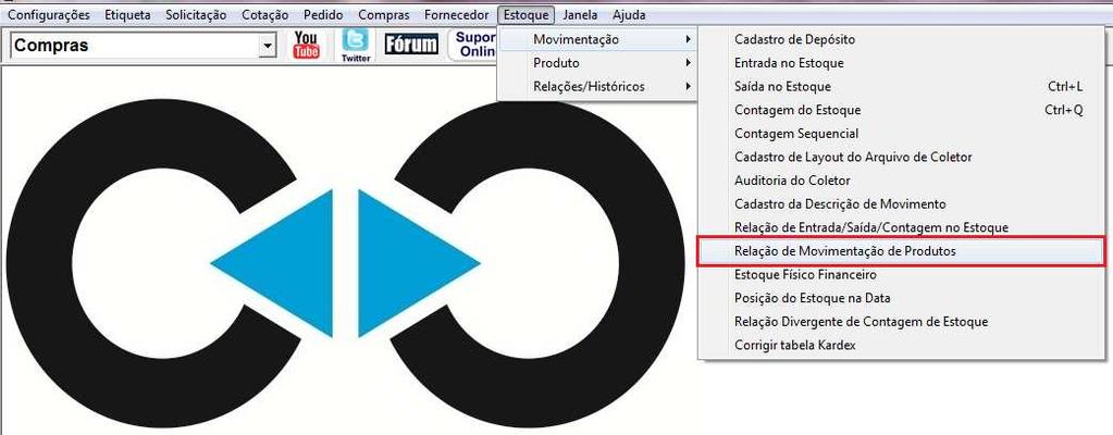 Relação de Movimentação de Produtos Para acessar a Relação de Movimentação de Produtos: